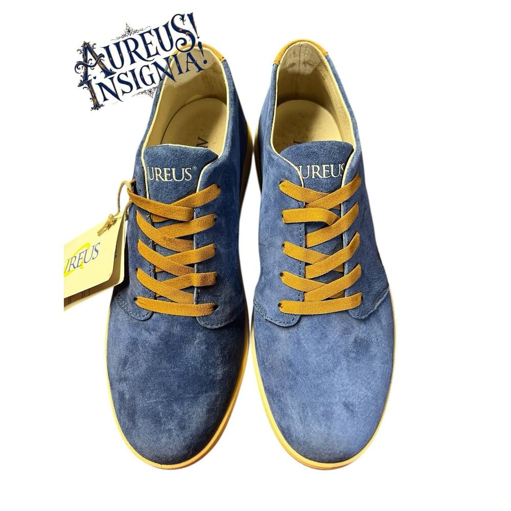 AUREUS INSIGNIA LOW MENS ROYAL BLUE NUBUC LEATHER CASUAL SHOE 9.5 New No Box